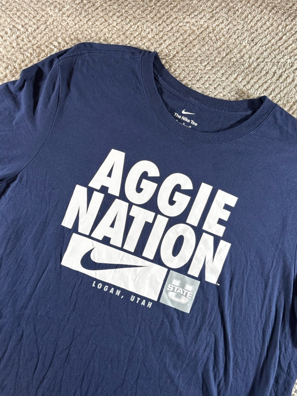 Nike Men’s Navy Blue 'Aggie Nation' Graphic Short Sleeve Tee